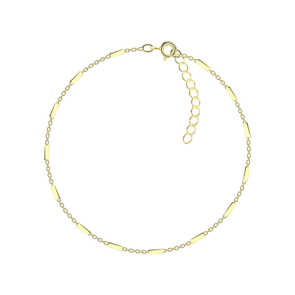 Gold Plated Sterling Silver Cable Bar Anklet - The Evelyn