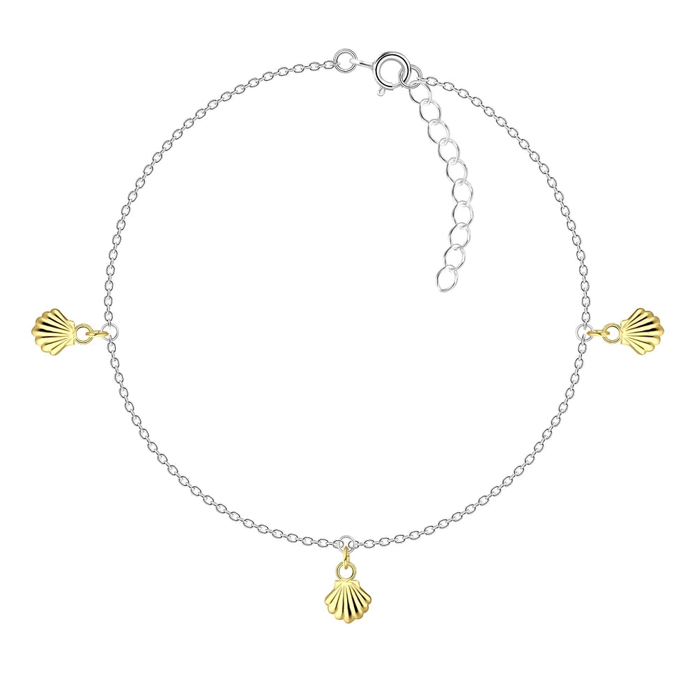 Gold Plated Sterling Silver Shell Anklet - The Isla