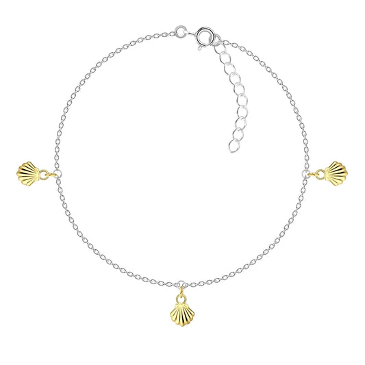 Gold Plated Sterling Silver Shell Anklet - The Isla
