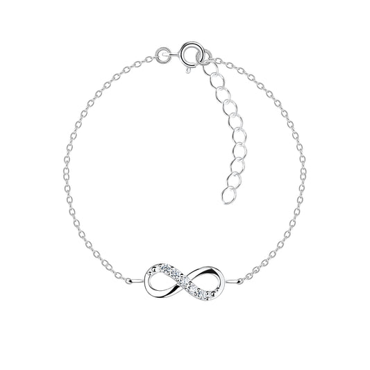 Silver Infinity Bracelet CZ Stone