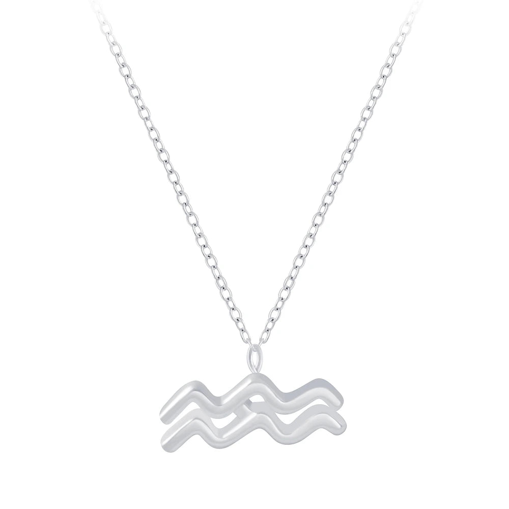 Sterling Silver Aquarius Zodiac Sign Necklace - The Aquarius