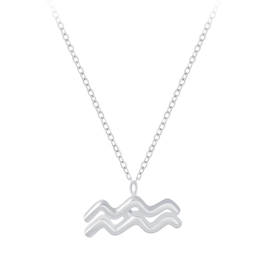 Sterling Silver Aquarius Zodiac Sign Necklace - The Aquarius
