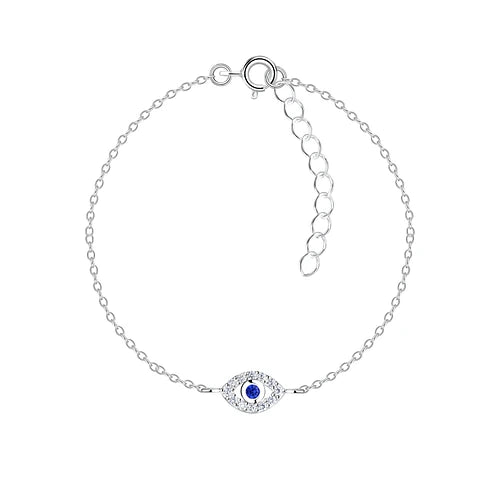 Sterling Silver Evil Eye Bracelet CZ Stone - The Beatrice
