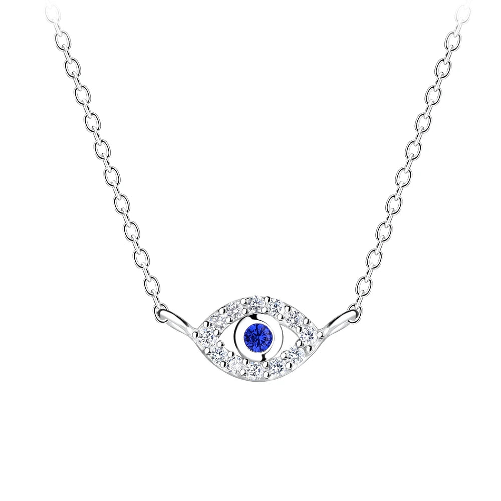 Sterling Silver Evil Eye Necklace CZ Stone - The Beatrice