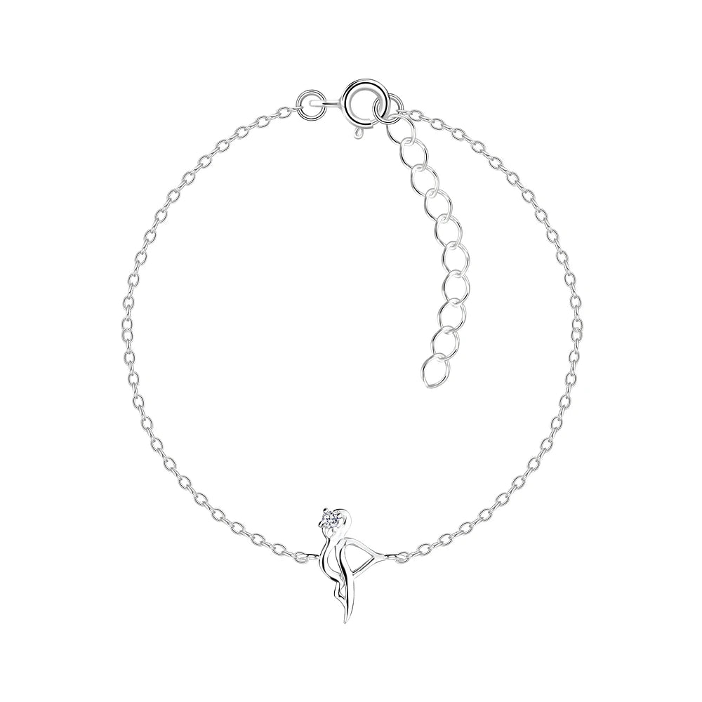 Sterling Silver Flamingo Bracelet CZ Stone - The Heidi