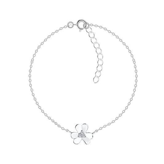 Sterling Silver Flower Bracelet CZ Stone - The Fleur