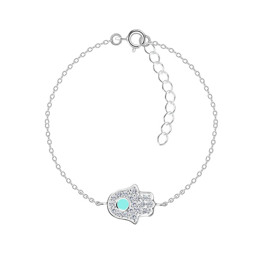 Sterling Silver Hamsa Bracelet CZ Stone - The Ophelia