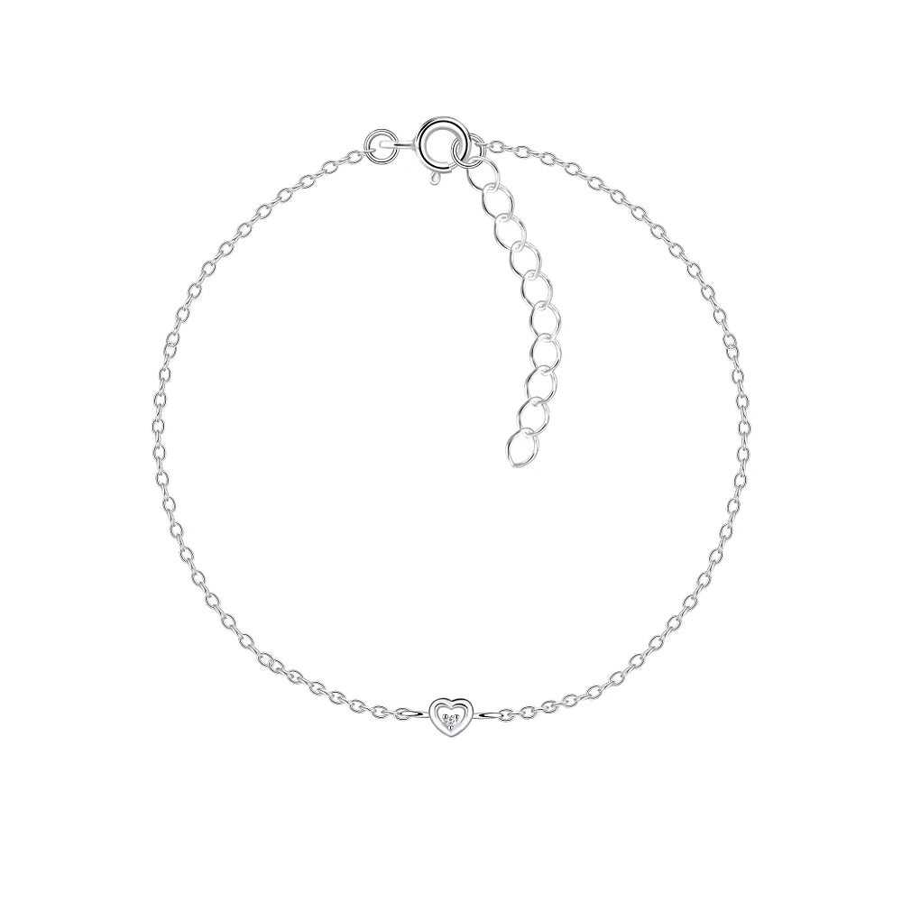 Sterling Silver Heart Bracelet CZ Stone - The Jolie