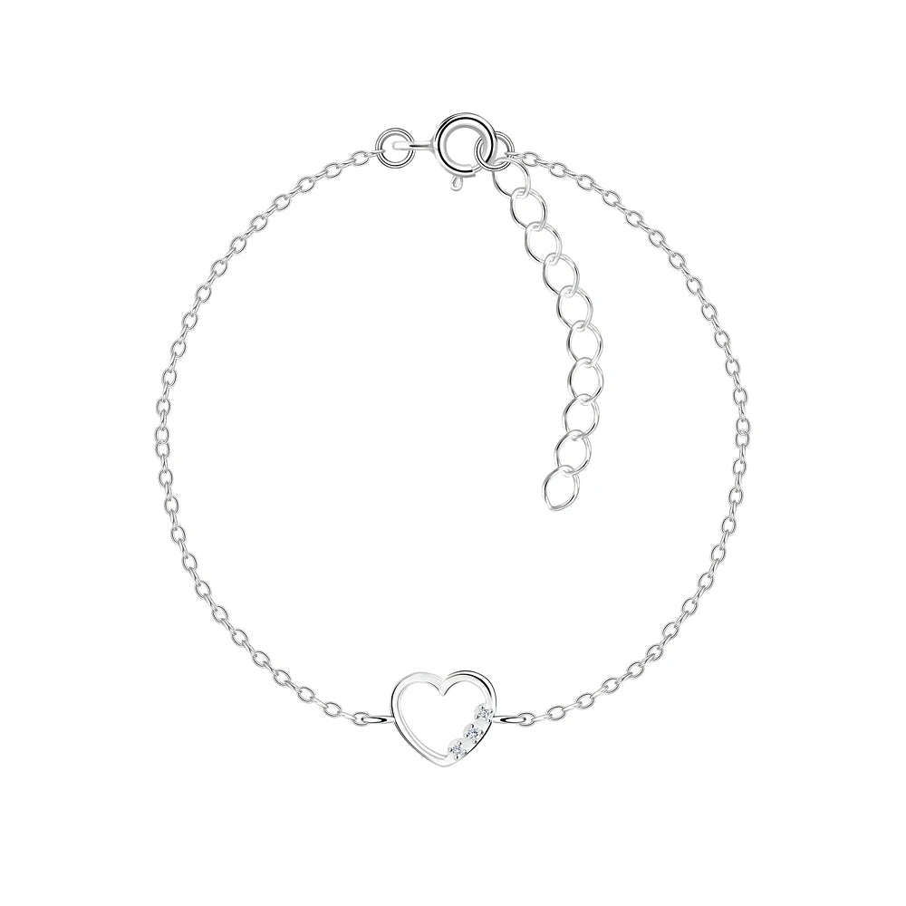 Sterling Silver Heart Bracelet CZ Stone - The Quinella