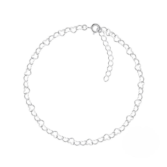 Sterling Silver Heart Chain Anklet - The Amita