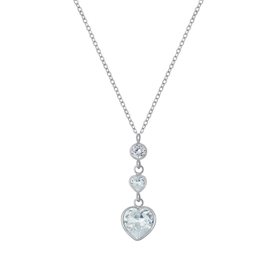 Sterling Silver Heart Necklace CZ Stone - The Amara