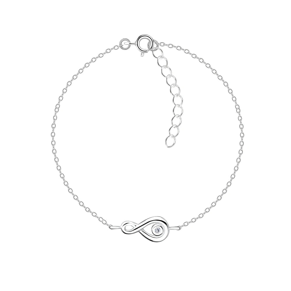 Sterling Silver Infinity Bracelet CZ Stone - The Vada