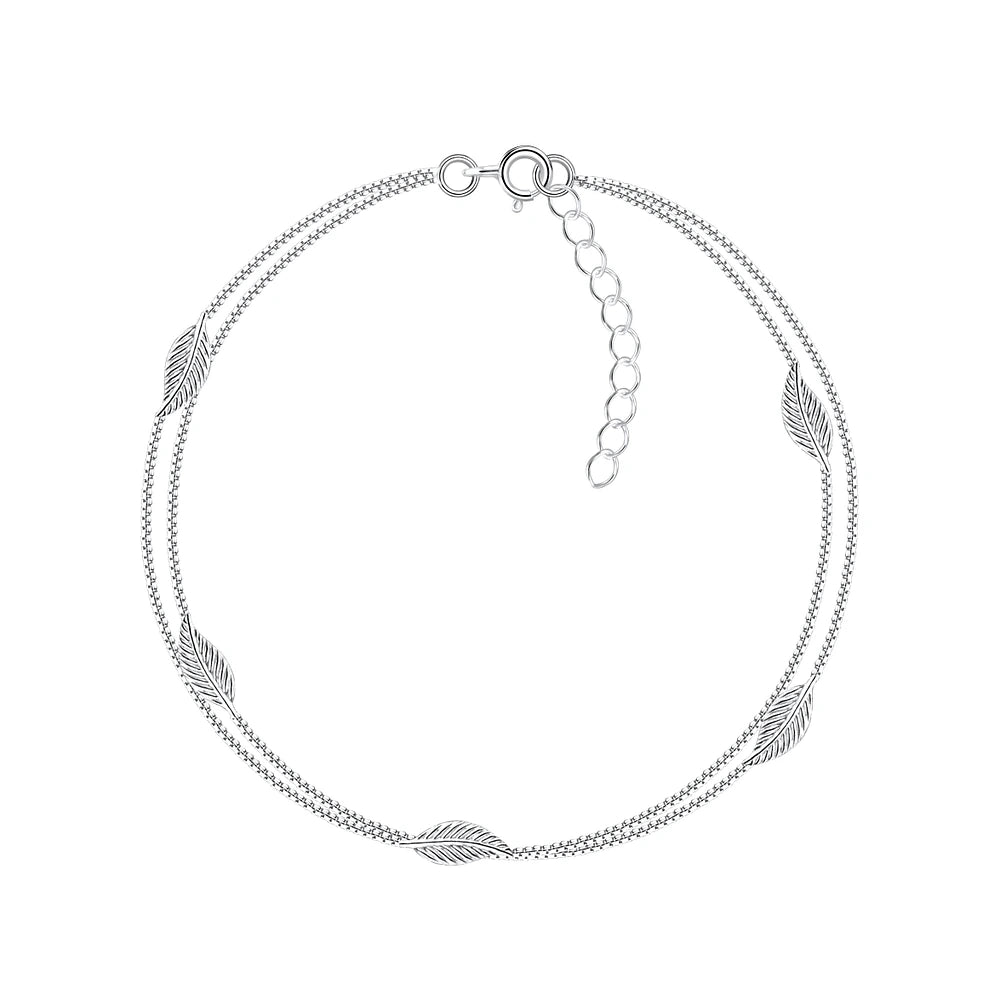 Sterling Silver Leaf Constellation Anklet - The Emily