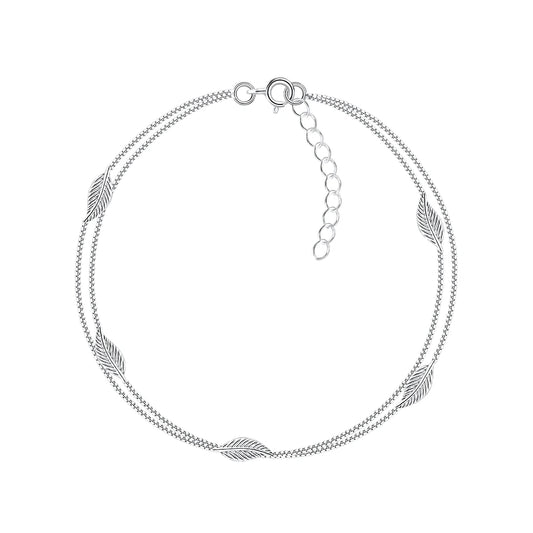 Sterling Silver Leaf Constellation Anklet - The Emily