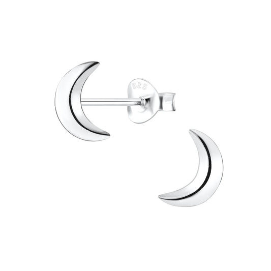 Sterling Silver Moon Stud Earrings - The Luna