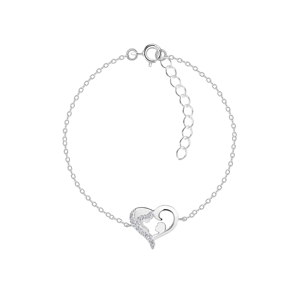 Sterling Silver Mother and Baby Bracelet CZ Stone - The Maia