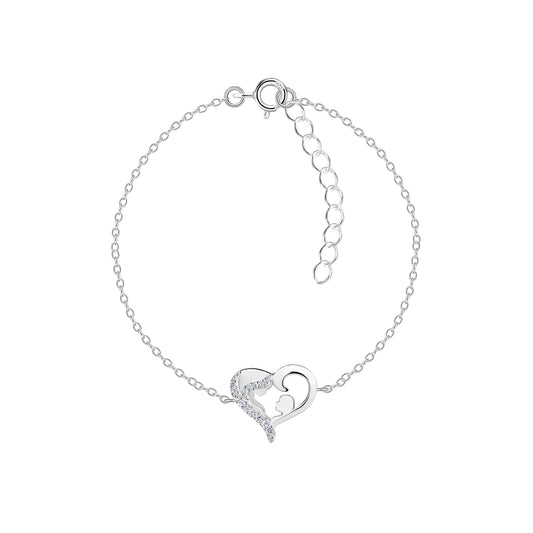 Sterling Silver Mother and Baby Bracelet CZ Stone - The Maia