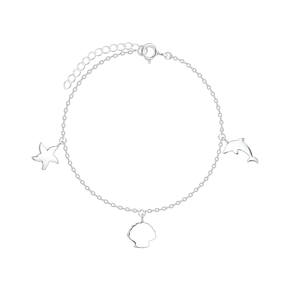 Sterling Silver Ocean Life Anklet - The Poppy