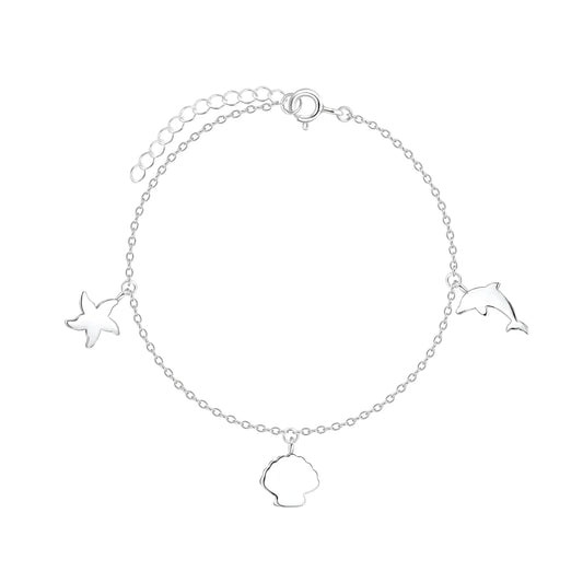 Sterling Silver Ocean Life Anklet - The Poppy