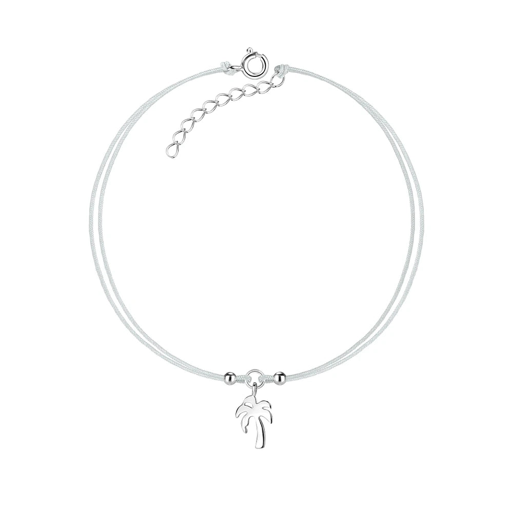 Sterling Silver Palm Tree Cord Anklet - The Harper