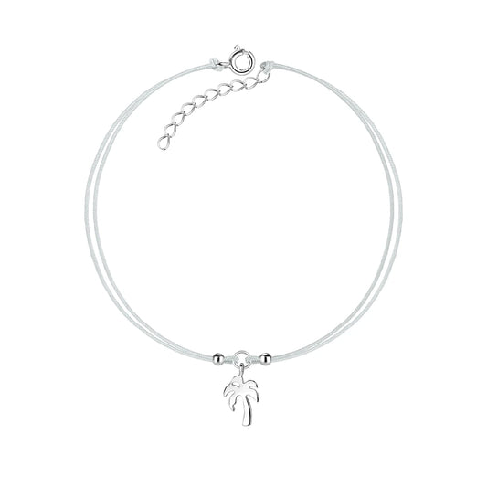Sterling Silver Palm Tree Cord Anklet - The Harper