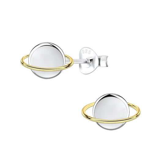 Sterling Silver Saturn Stud Earrings - The Saturnina