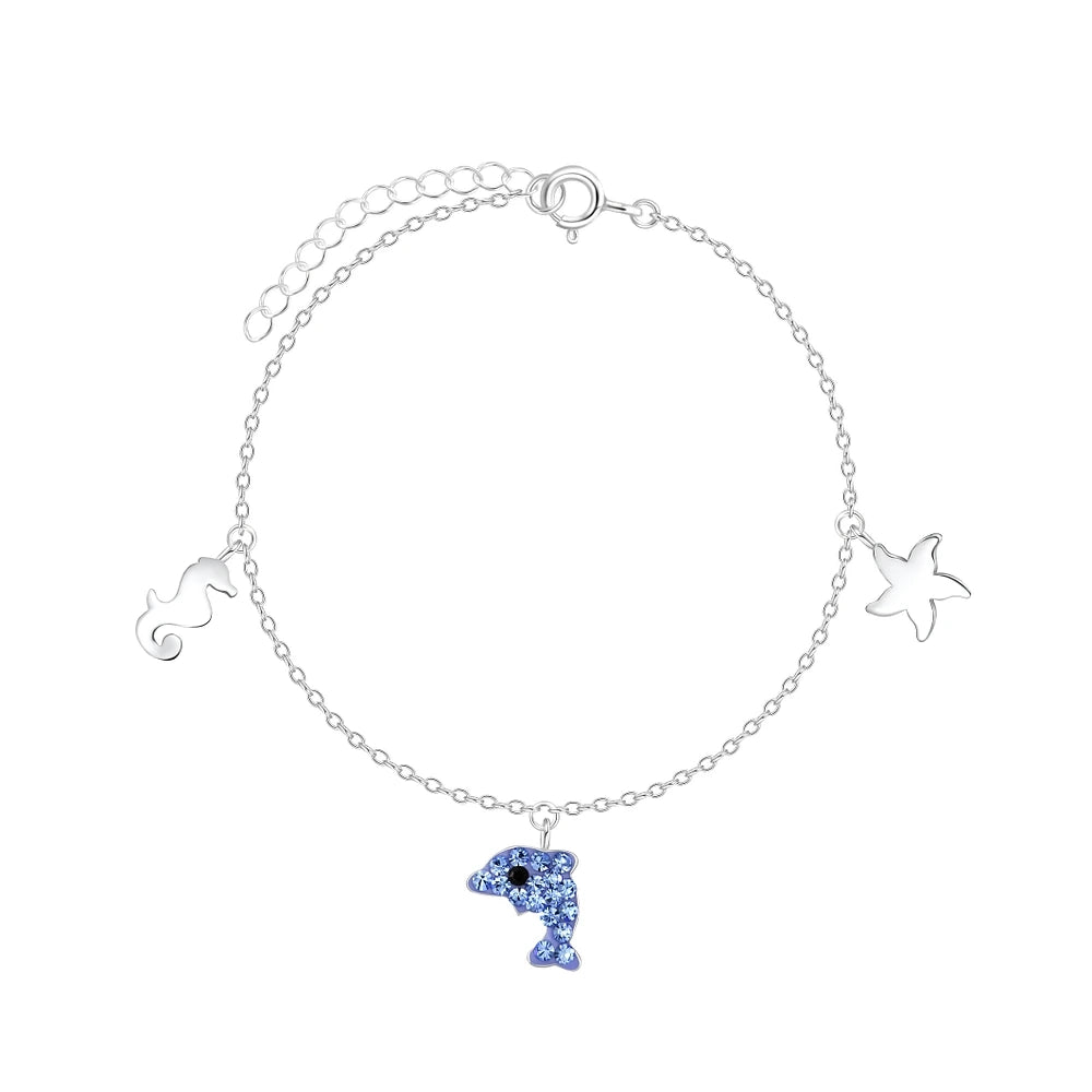 Sterling Silver Sea Life Anklet Crystal - The Daisy