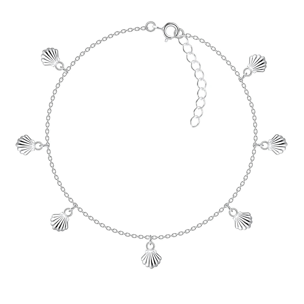 Sterling Silver Shell Charm Anklet - The Sienna