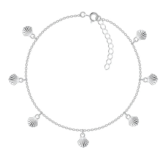 Sterling Silver Shell Charm Anklet - The Sienna