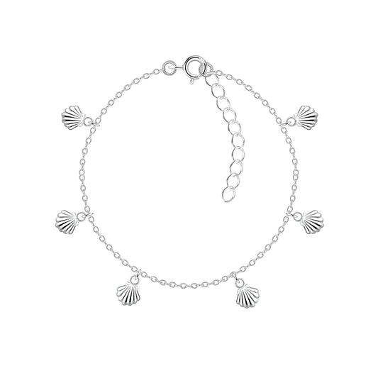 Sterling Silver Shell Charm Bracelet - The Cordelia