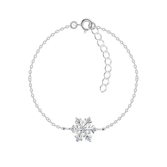 Sterling Silver Snowflake Bracelet CZ Stone - The Wynter
