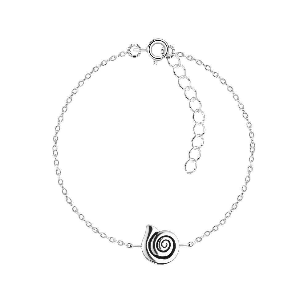 Sterling Silver Spiral Shell Bracelet Black Enamel - The Xia