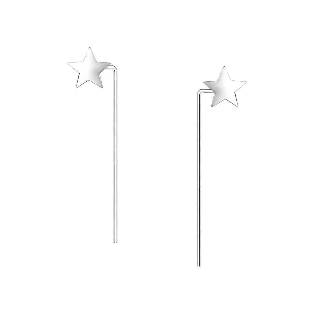 Sterling Silver Star Threader Earrings - The Sidra