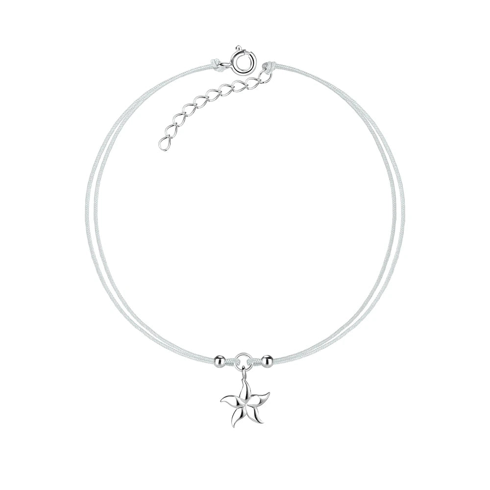 Sterling Silver Starfish Cord Anklet - The Sophia