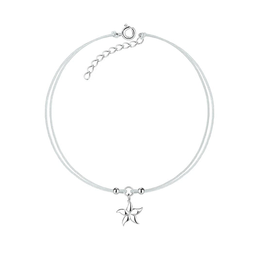 Sterling Silver Starfish Cord Anklet - The Sophia