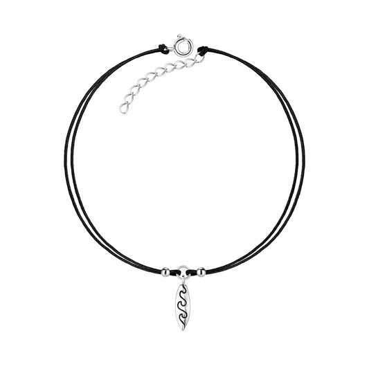 Sterling Silver Surfboard Cord Anklet - The Rosie