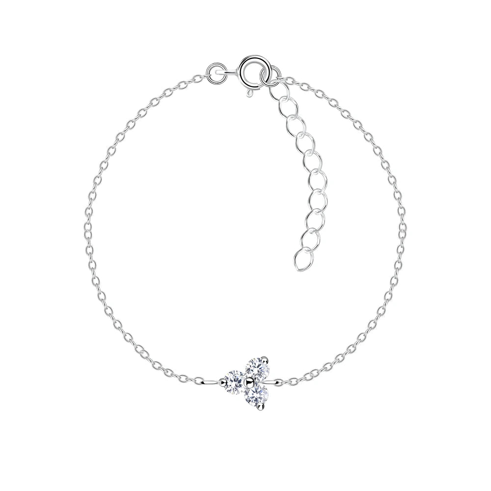 Sterling Silver Three Stone Bracelet CZ Stone - The Nova