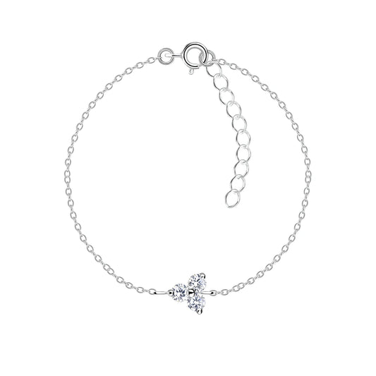Sterling Silver Three Stone Bracelet CZ Stone - The Nova