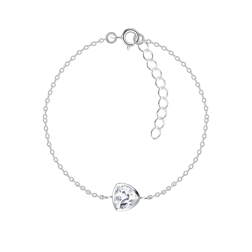 Sterling Silver Trillion Cut Bracelet CZ Stone - The Kaur