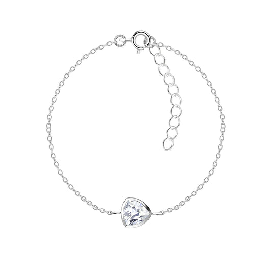 Sterling Silver Trillion Cut Bracelet CZ Stone - The Kaur