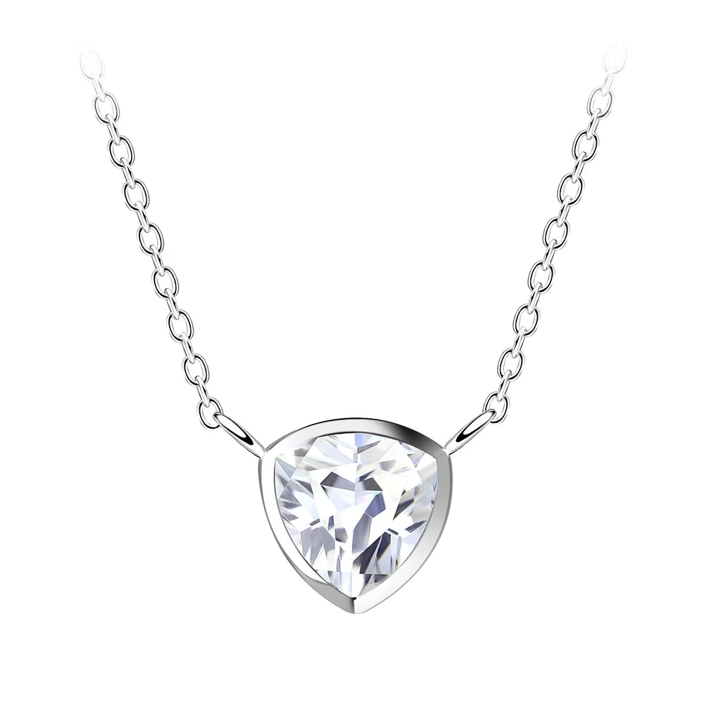 Sterling Silver Trillion Cut Necklace CZ Stone - The Kaur