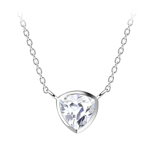 Sterling Silver Trillion Cut Necklace CZ Stone - The Kaur