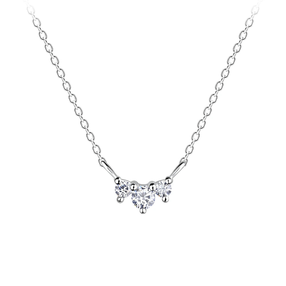 Sterling Three Stone Necklace CZ Stone - The Nova