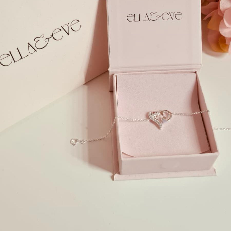 Sterling Silver Mother and Baby Bracelet CZ Stone - The Maia