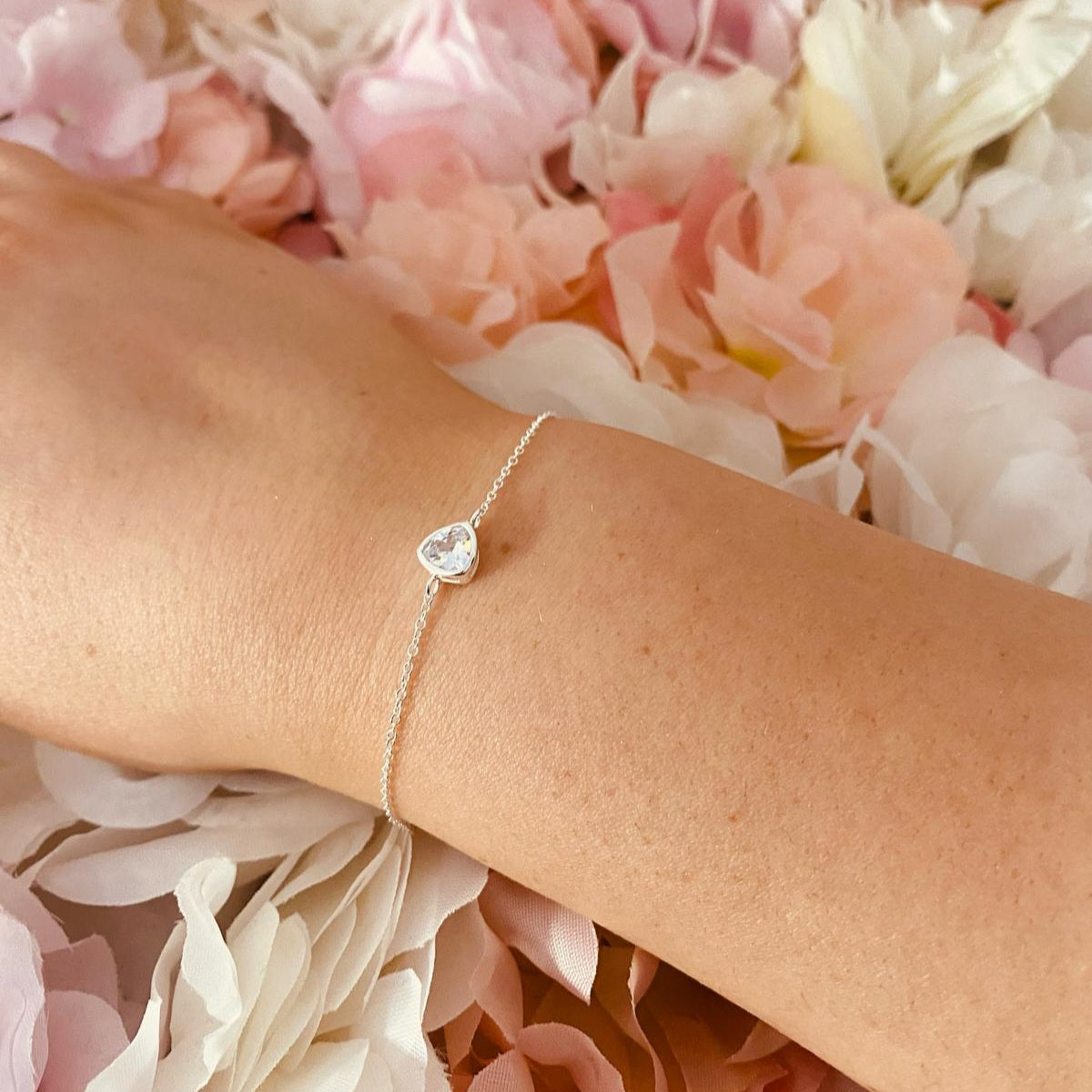 Sterling Silver Trillion Cut Bracelet CZ Stone - The Kaur