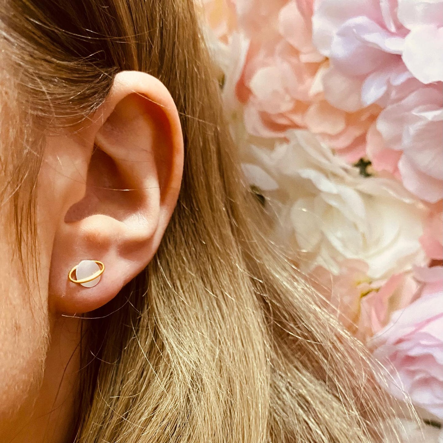 Sterling Silver Saturn Stud Earrings - The Saturnina