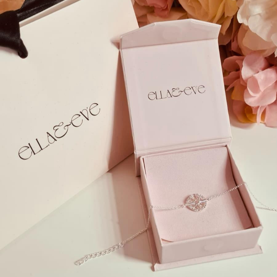 Sterling Silver Compass Bracelet CZ Stone - The Ulyssa