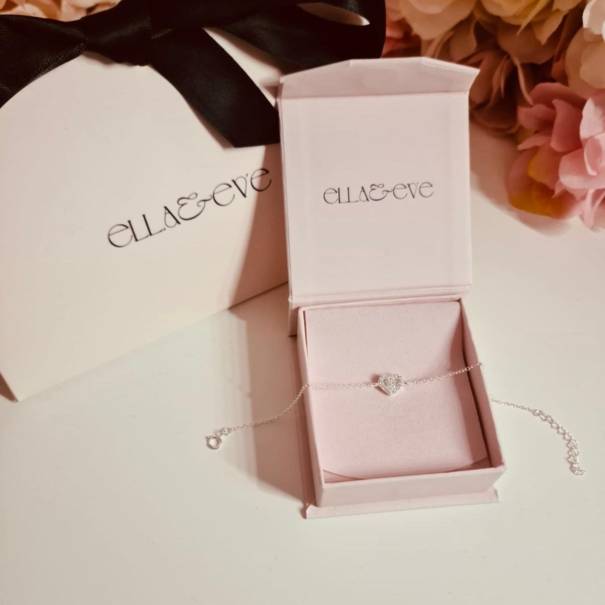 Sterling Silver Heart Bracelet CZ Stone - The Zara