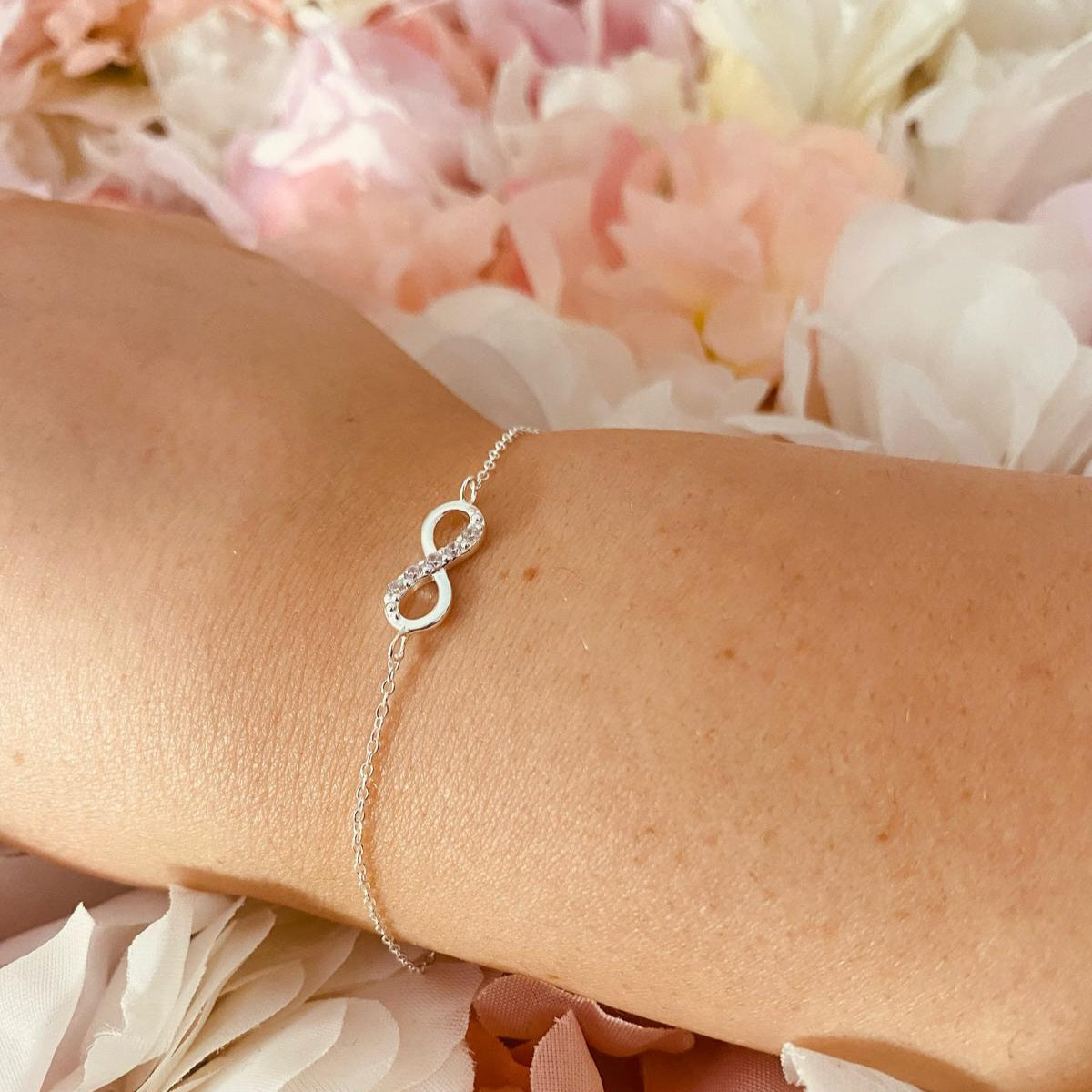 Sterling Silver Infinity Bracelet CZ Stone - The Shona