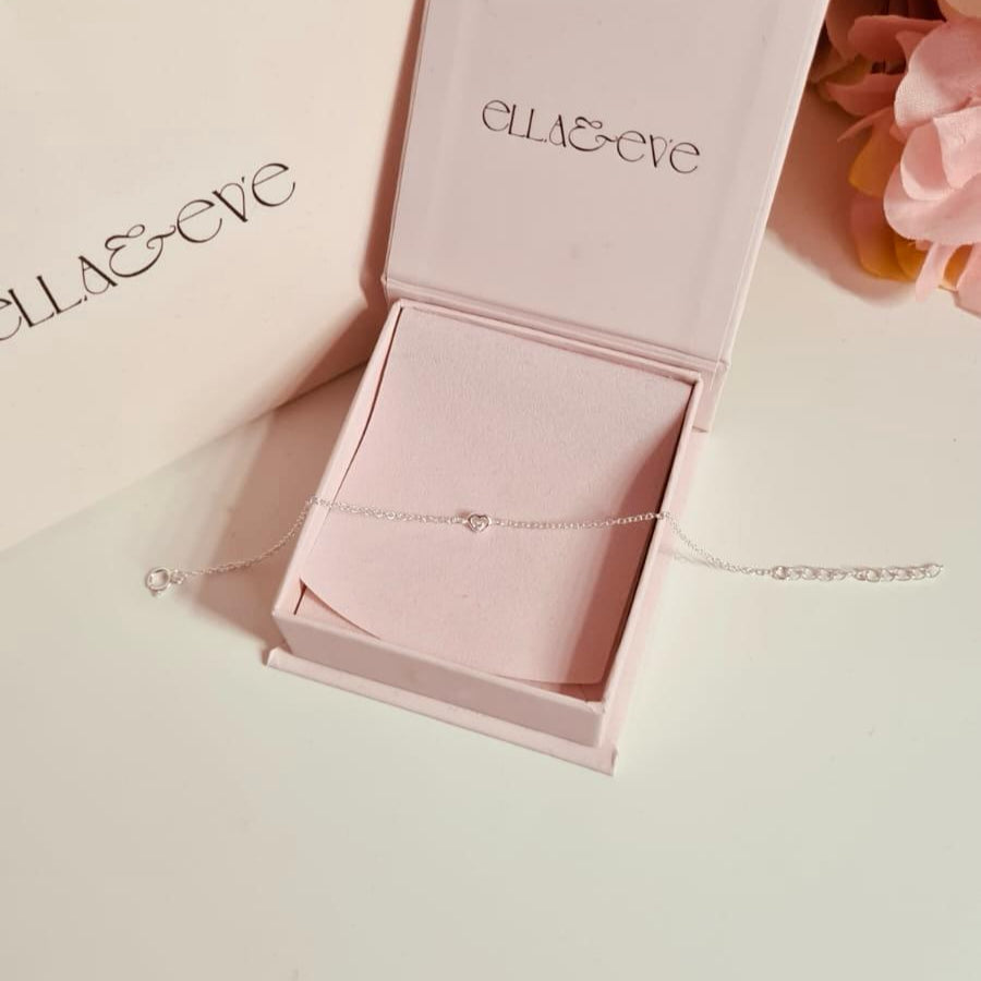 Sterling Silver Heart Bracelet CZ Stone - The Jolie